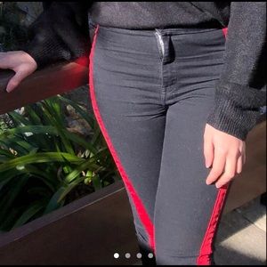 Black Skinny Jeans with Red Line